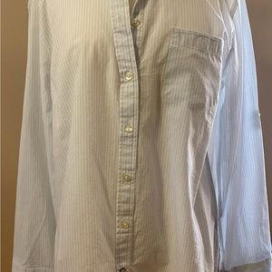 Banana Republic, XL, white baby blue stripe, cotton button down shirt